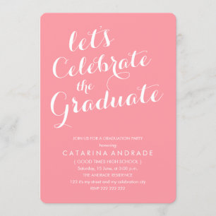 Invitación Partido de Graduación de Foto Rosa Girly guión mod