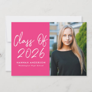 Invitación Partido de Graduación de Foto Rosada de Guión Mode