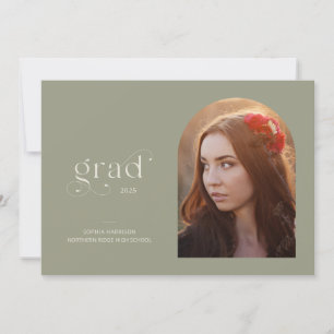 Invitación Partido de Graduación de Foto Verde Mínima de Arch