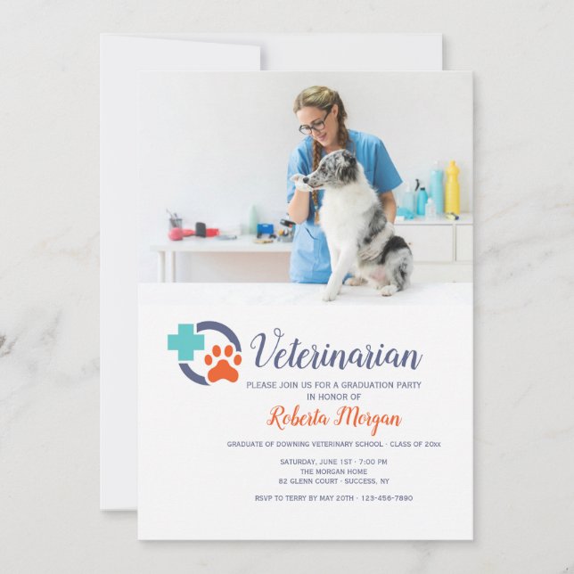 Invitación Partido de Graduación de Foto Veterinaria Cross an (Anverso)