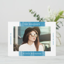 Invitación Partido de Graduación de Fotografía Azul Pintado M