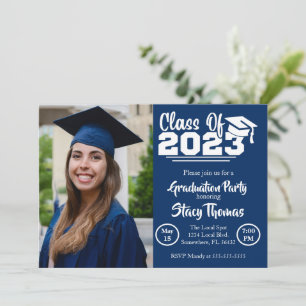 Invitación Partido de Graduación de Fotografía Azul y Blanca