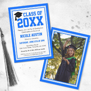 Invitación Partido de Graduación de Fotografía Azul y Blanca