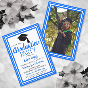Invitación Partido de Graduación de Fotografía Azul y Blanca