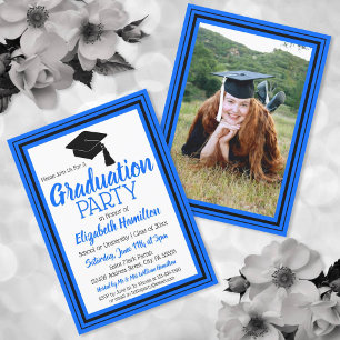 Invitación Partido de Graduación de Fotografía Azul y Negro