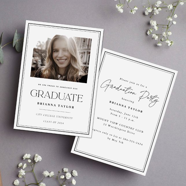 Invitación Partido de Graduación de Fotografía Blanca Negra M (Subido por el creador)