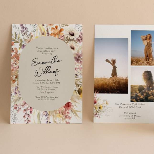 Invitación Partido de Graduación de Fotografía Boho Wildflowe (Subido por el creador)