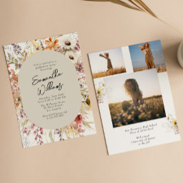 Invitación Partido de Graduación de Fotografía Boho Wildflowe