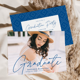 Invitación Partido de Graduación de Fotografía con Guión Azul