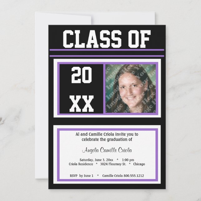 Invitación Partido de Graduación de Fotografía de Clase Negra (Anverso)