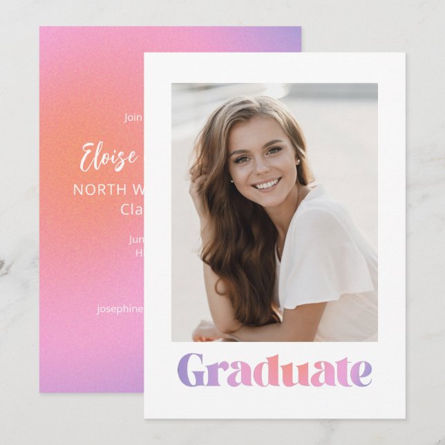 Invitación Partido de Graduación de Fotografía de Gradiente R (Anverso / Reverso)
