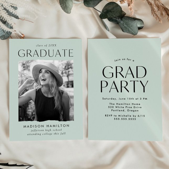 Invitación Partido de Graduación de Fotografía de Mint Edge M (Subido por el creador)