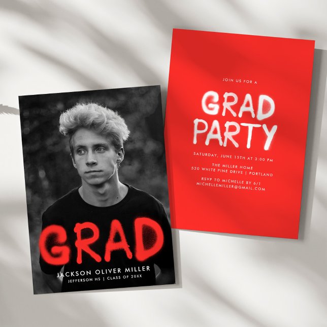 Invitación Partido de Graduación de Fotografía de Paint Rojo (Subido por el creador)