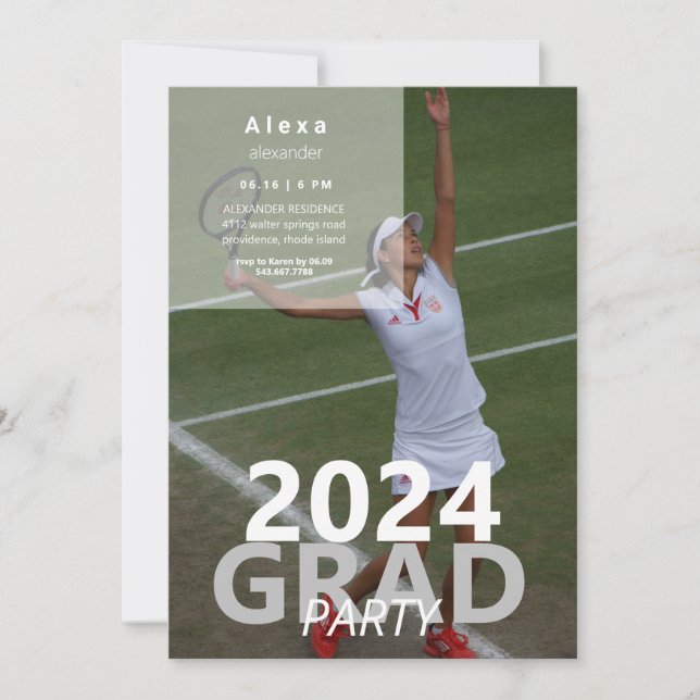 Invitación Partido de Graduación de Fotografía de Tenis II 20 (Anverso)