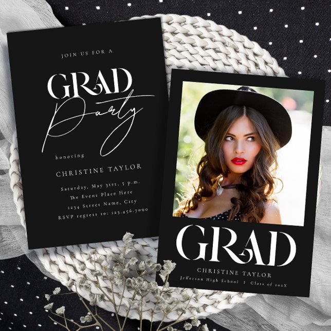 Invitación Partido de graduación de fotografía de tipografía  (Subido por el creador)