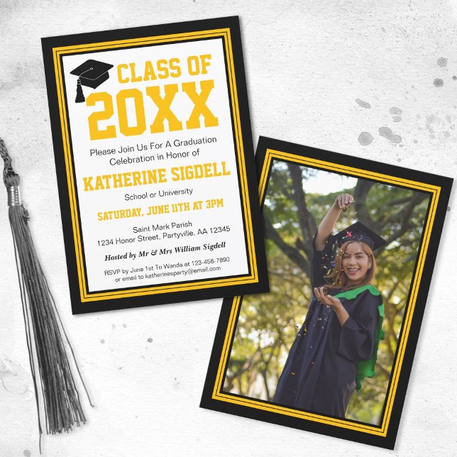 Invitación Partido de Graduación de Fotografía en Negro y Oro (Subido por el creador)