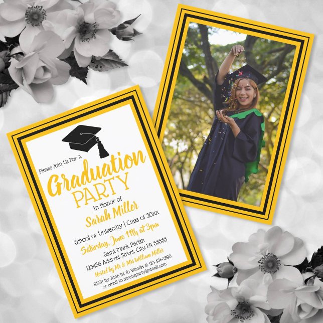 Invitación Partido de Graduación de Fotografía en Negro y Oro (Subido por el creador)