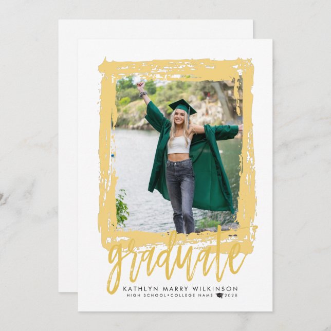 Invitación Partido de Graduación de Fotografía Gold 2 con gui (Anverso / Reverso)