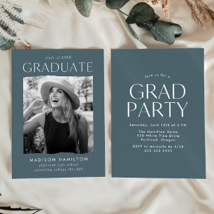 Invitación Partido de Graduación de Fotografía Gris Azul del 