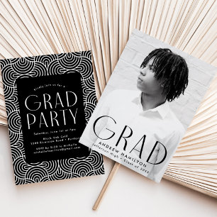 Invitación Partido de graduación de fotografía negra de simpl
