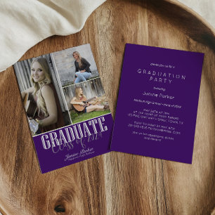 Invitación Partido de Graduación de Fotografía Púrpura Simple