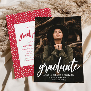 Invitación Partido de Graduación de Fotografía Roja con Guión