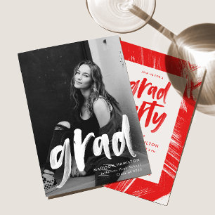 Invitación Partido de Graduación de Fotografía Roja con guión