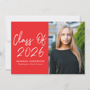 Invitación Partido de Graduación de Fotografía Roja con Guión