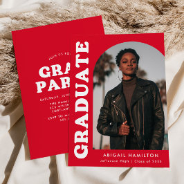 Invitación Partido de Graduación de Fotografía Roja de Offset