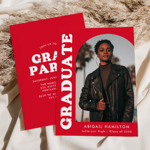 Invitación Partido de Graduación de Fotografía Roja de Offset