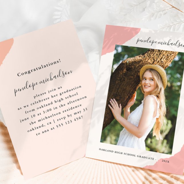 Invitación Partido de Graduación de Fotografía Rosa Splash Si (Subido por el creador)