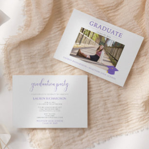 Invitación Partido de Graduación de Fotografía Simple Púrpura