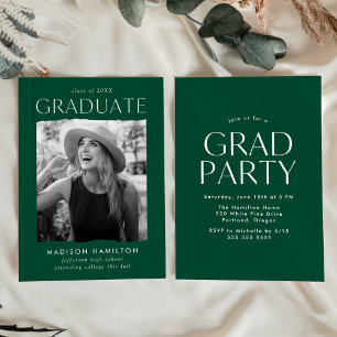 Invitación Partido de Graduación de Fotografía Verde Moderno