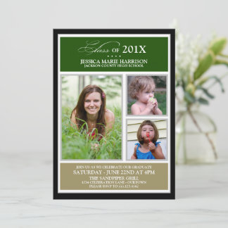 Invitación Partido de Graduación de Fotografía Verde/Oro