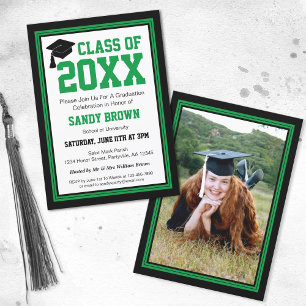 Invitación Partido de Graduación de Fotografía Verde y Negro