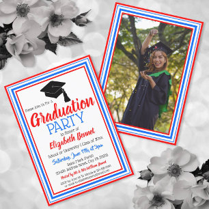 Invitación Partido de Graduación de Fotografías Blancas y Azu