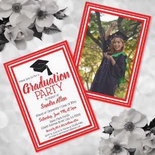 Invitación Partido de Graduación de Fotografías Blancas y Roj