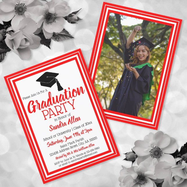 Invitación Partido de Graduación de Fotografías Blancas y Roj (Subido por el creador)