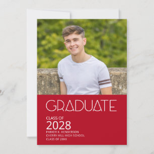 Invitación Partido de Graduación de Fotografías Blancas y Roj