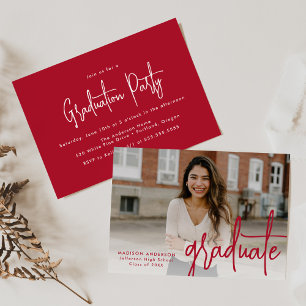 Invitación Partido de Graduación de Fotografías con Guión Roj