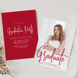 Invitación Partido de Graduación de Fotografías con Guión Roj