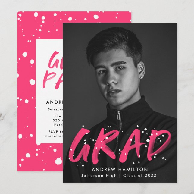 Invitación Partido de Graduación de Fotografías con Plata de  (Anverso / Reverso)