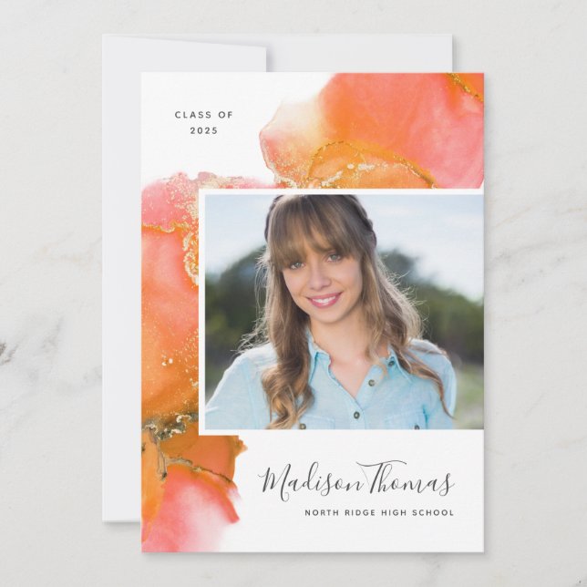 Invitación Partido de Graduación de Fotografías de Acuarela d (Anverso)