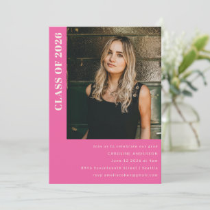 Invitación Partido de Graduación de Fotografías de Color Rosa