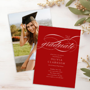 Invitación Partido de Graduación de Fotografías de Guión Rojo
