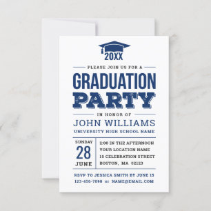 Invitación Partido de graduación de fotografías en azul y bla