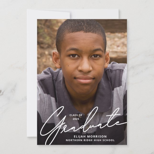 Invitación Partido de Graduación de Fotografías en Blanco Sob (Anverso)