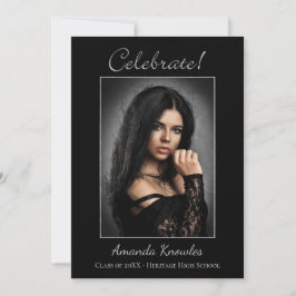 Invitación Partido de graduación de fotografías en blanco y n