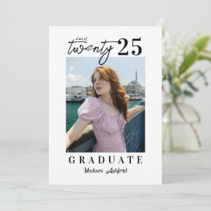Invitación Partido de graduación de fotografías en blanco y n
