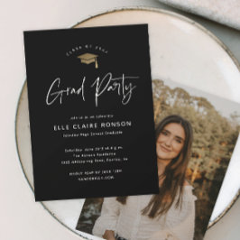 Invitación Partido de graduación de fotografías en blanco y n